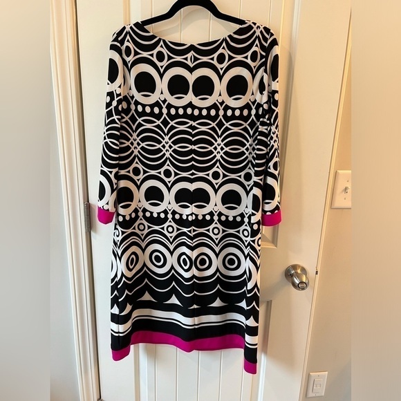 Laura Jeffries dress geometric print black white pink Size 14 - Picture 2 of 8